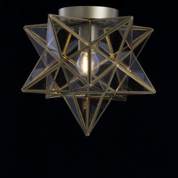 Stella 12" Moravian Star Metal/Clear Glass LED Flush Mount - JONATHAN Y